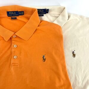 Polo Ralph Lauren Mens XXL Classic Fit Shirt Cream Tan Flesh Pony- Lot (2) FLAWS